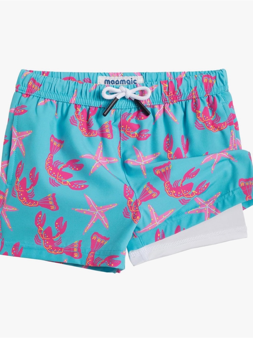 maamgic Toddler boy Swim Trunks w Compression Liner 4-Way Stretch Bathing Suit